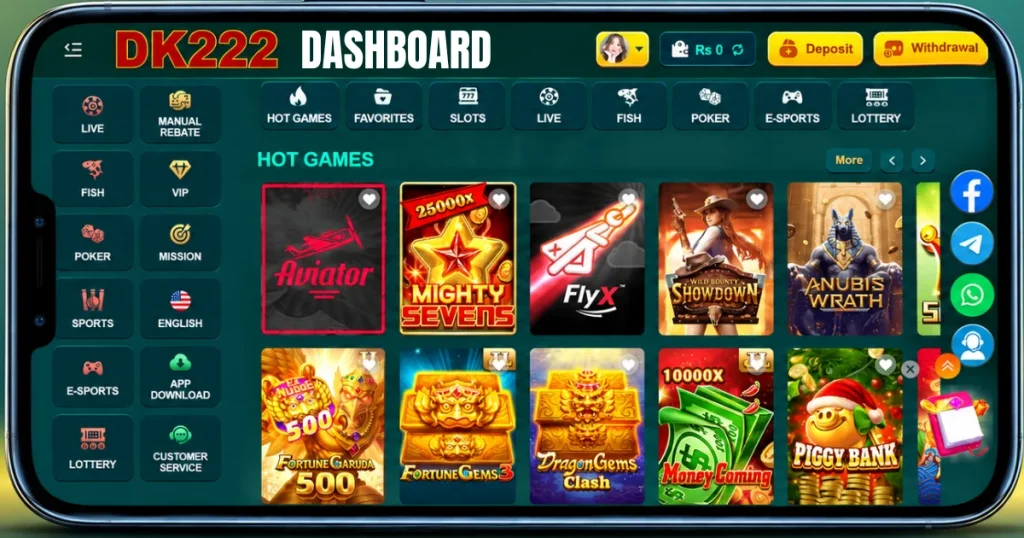 DK222 game dashboard